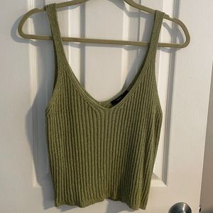 olive green knit strapped top from forever 21